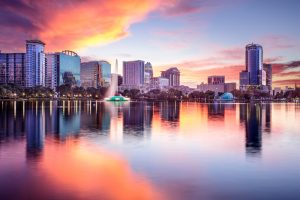 Orlando Florida city at sunset